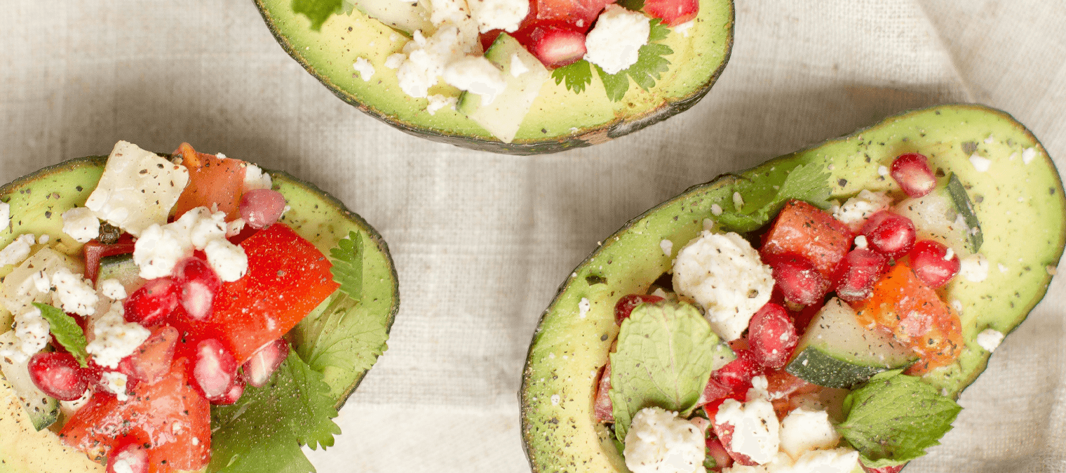 Avocado topped with salsa